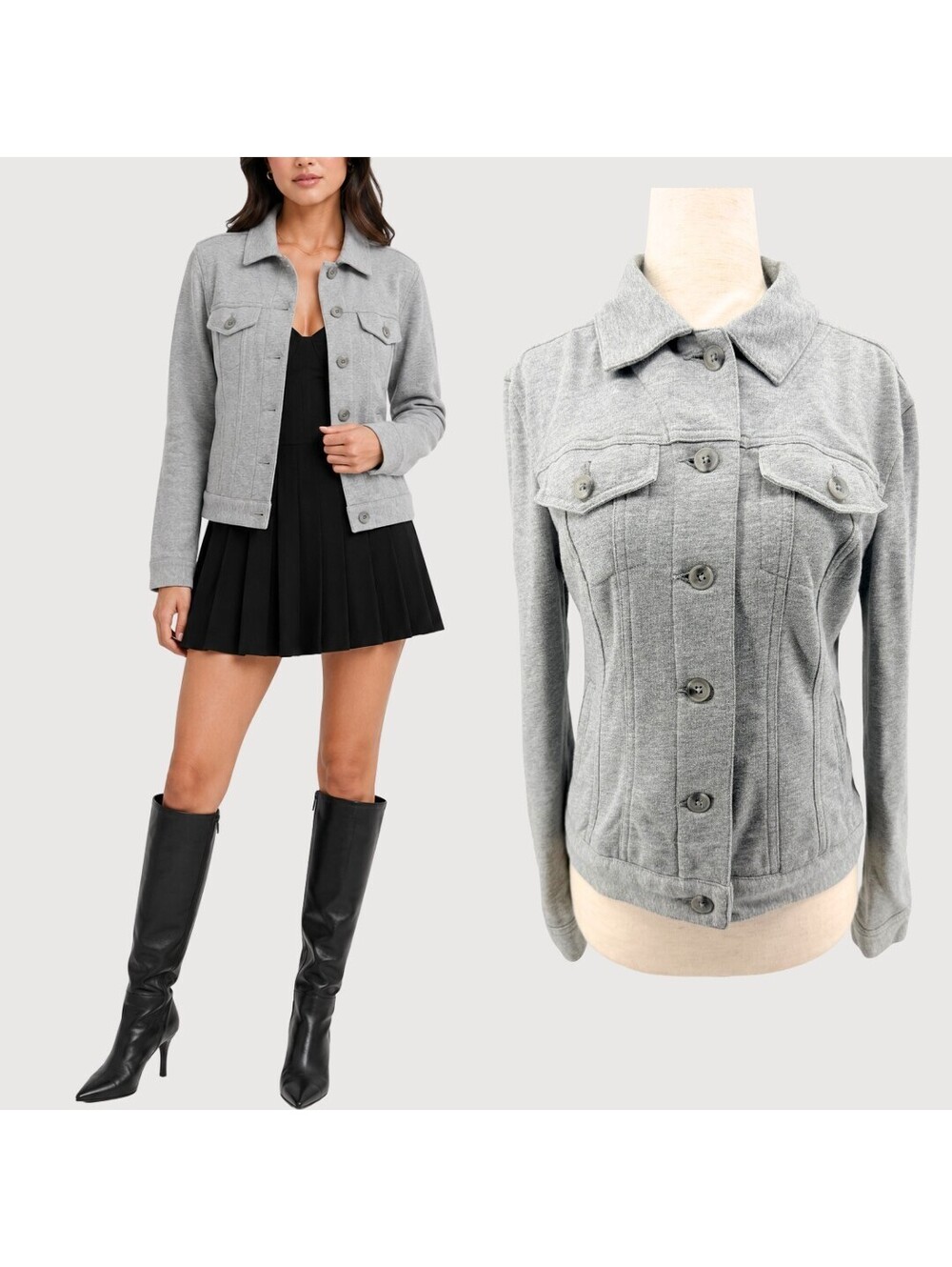 Norma Kamali French Terry Jacket Gray XS
